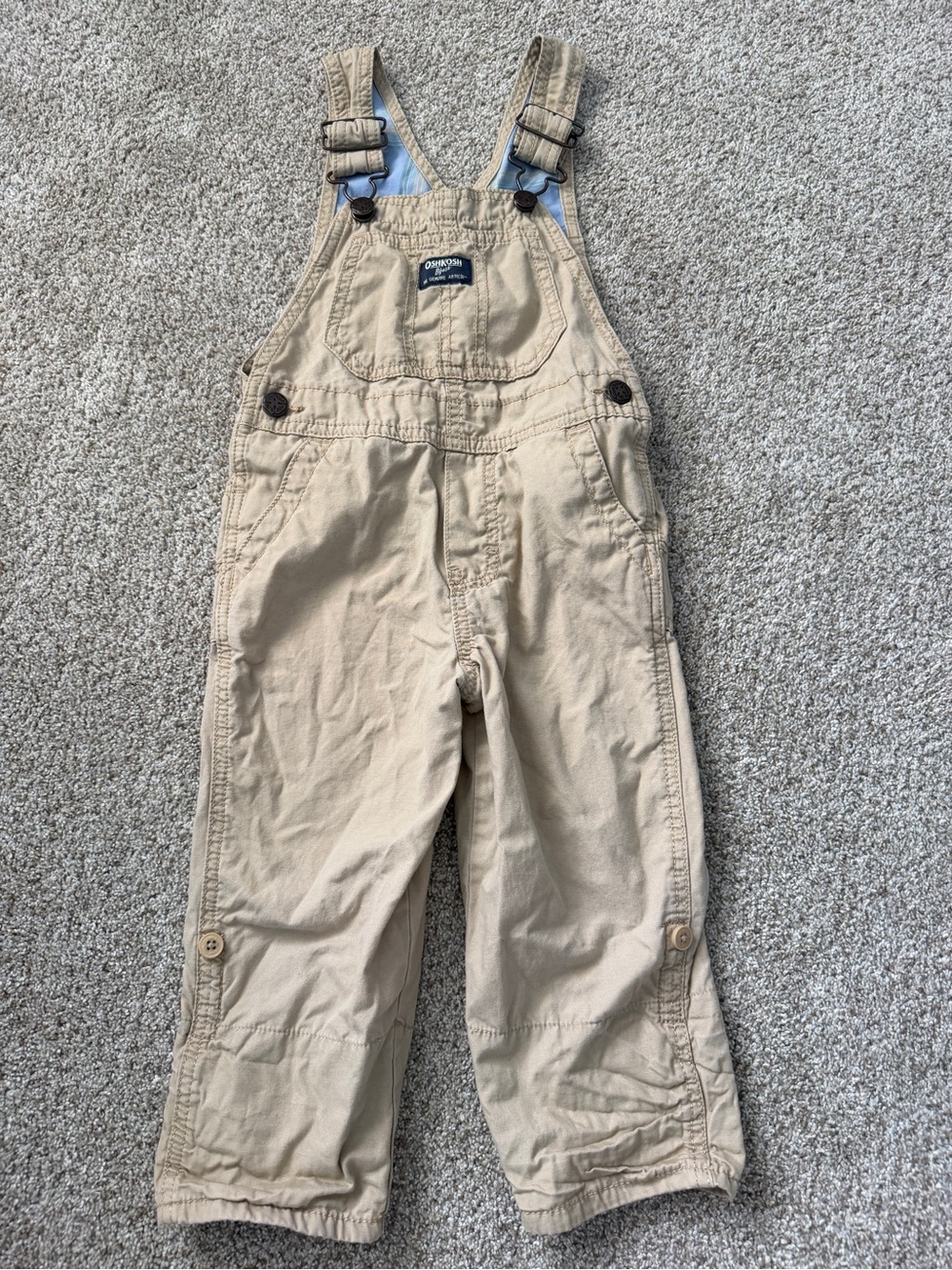 Oshkosh Khaki Overalls Blue Plaid Lined
